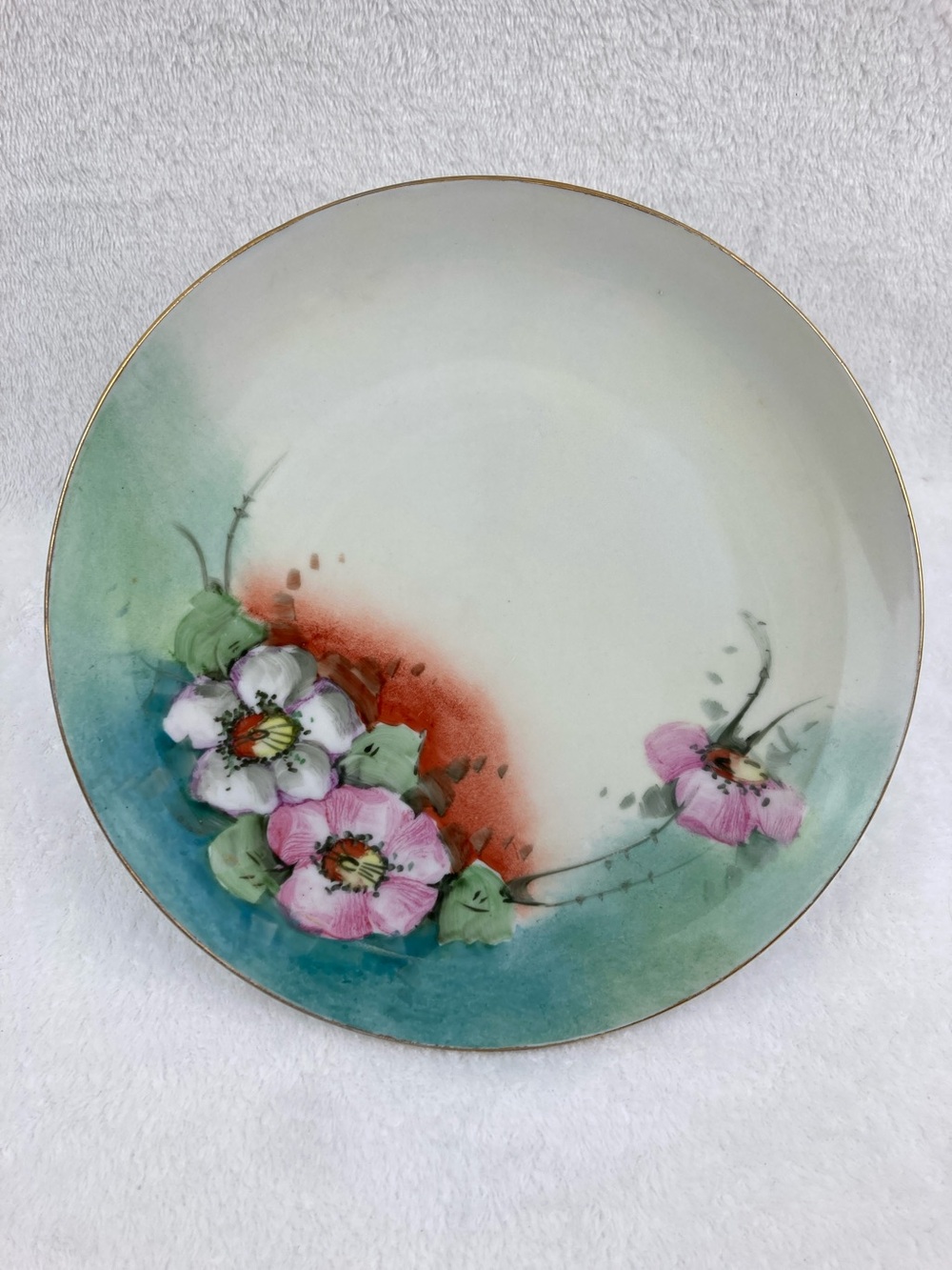 VTG Porcelain Hand Painted Floral Plate Germany 8.5”